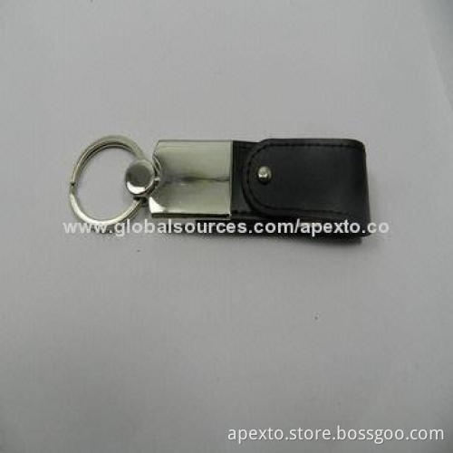Black Leather Swivel USB Flash Disk with Anti-shock and Moisture Resistance